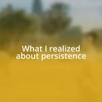 What I realized about persistence